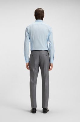 Slim-fit shirt in cotton-blend stretch poplin, Light Blue