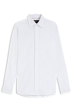 Slim-fit shirt in structured Italian stretch cotton