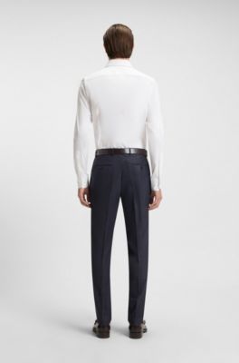 Slim-Fit Hemd aus strukturierter italienischer Stretch-Baumwolle, Wei&szlig;