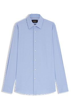 Slim-fit shirt in structured Italian stretch cotton
