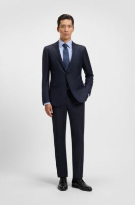 Slim-fit shirt in structured Italian stretch cotton, Light Blue