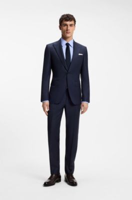 Slim-fit shirt in structured Italian stretch cotton, Light Blue