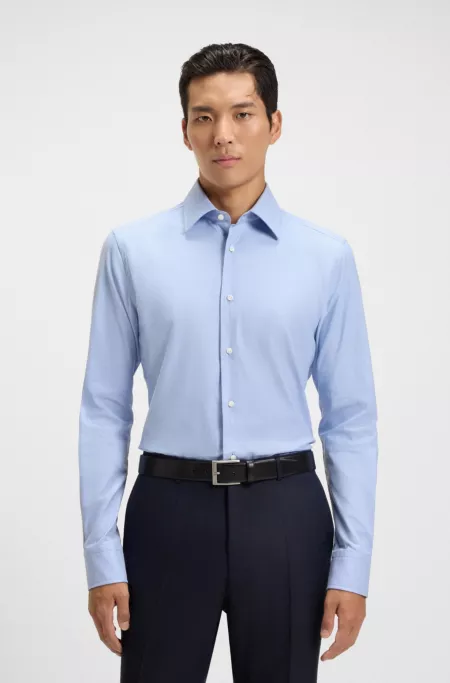 Slim-fit shirt in structured Italian stretch cotton