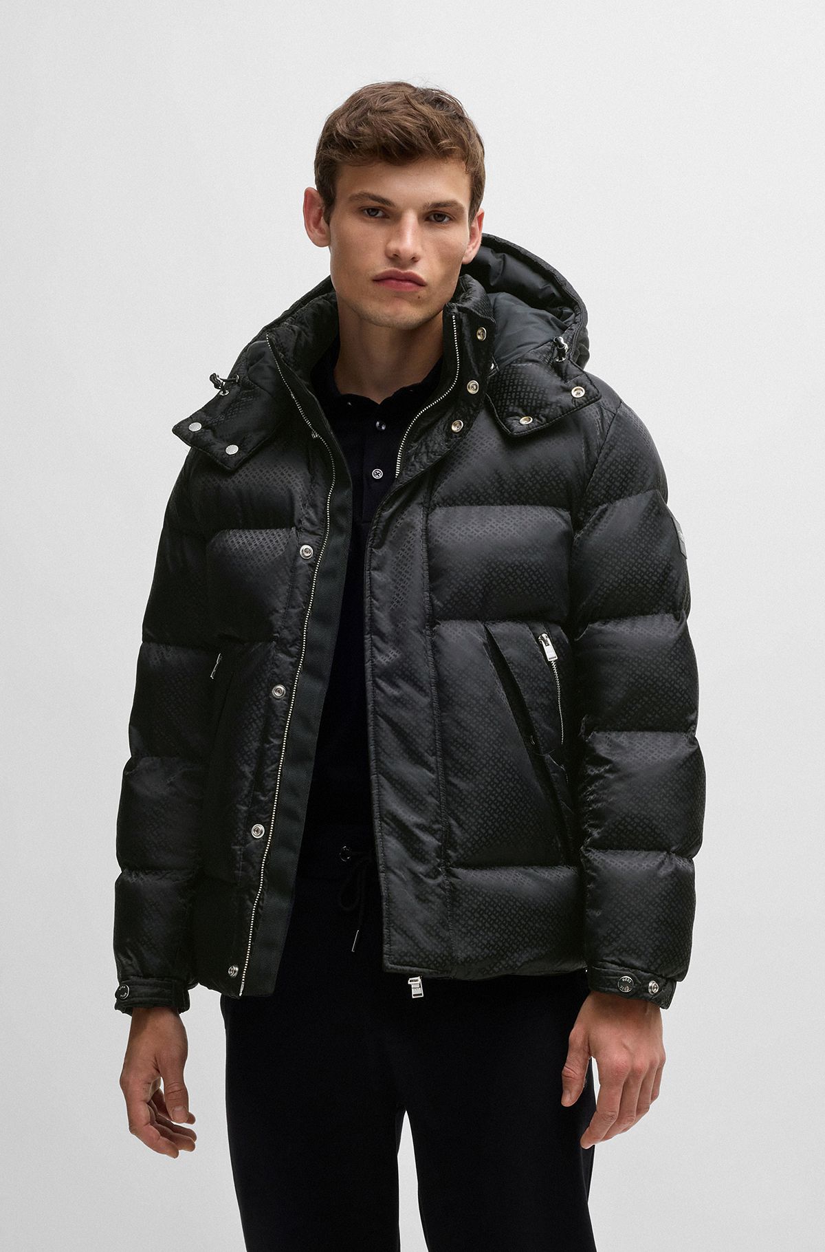 BOSS - Water-repellent puffer jacket with micro monograms BOSS - Water-repellent puffer jacket with micro monograms