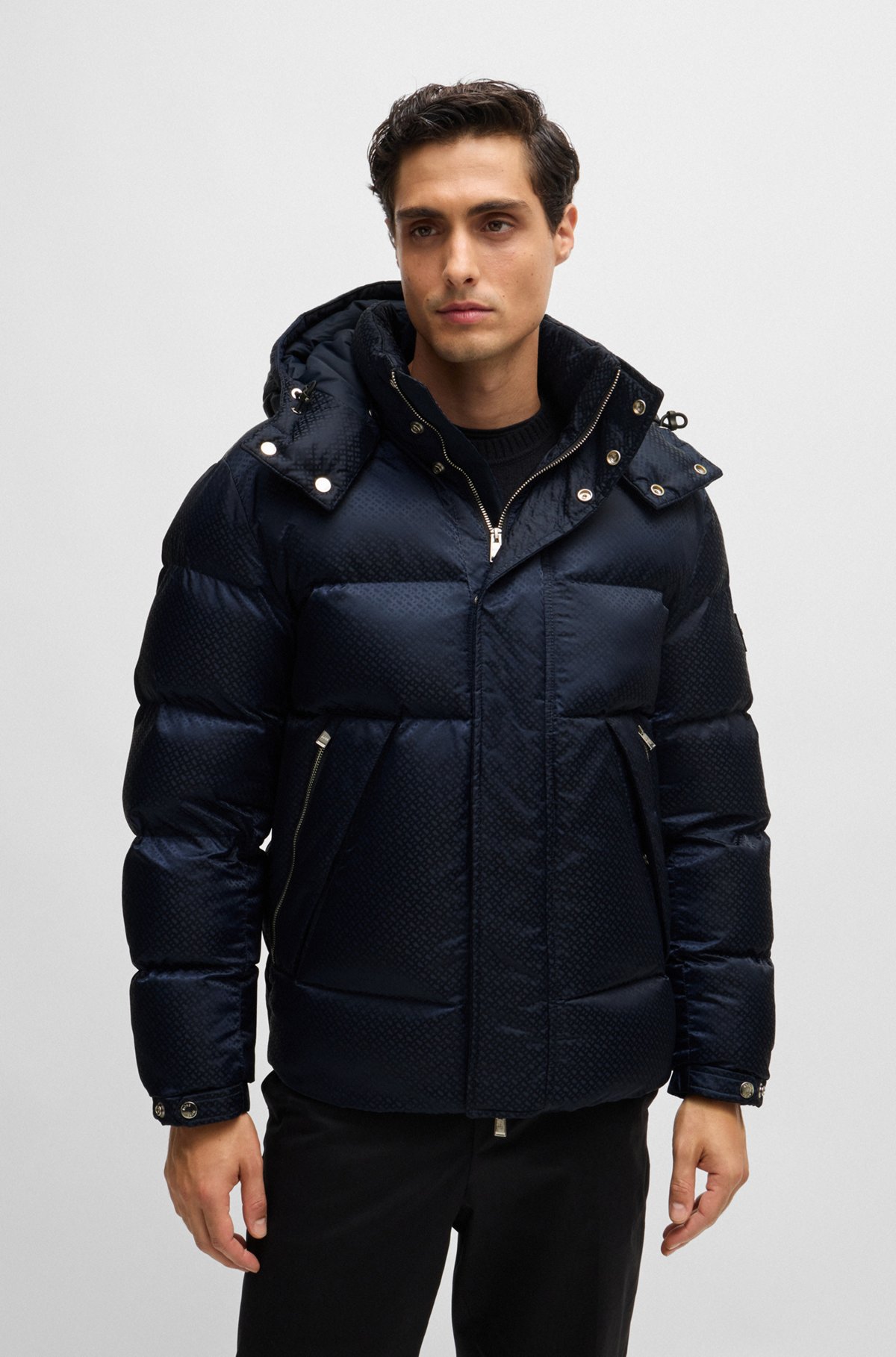 BOSS - Water-repellent puffer jacket with micro monograms BOSS - Water-repellent puffer jacket with micro monograms