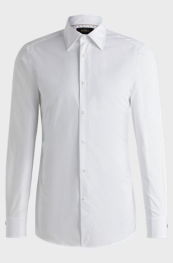 Slim-fit shirt in Italian cotton poplin, White