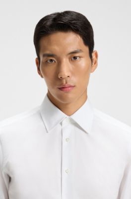 Slim-fit shirt in Italian cotton poplin, White