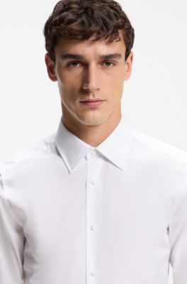 Chemise Slim en popeline de coton italien, Blanc