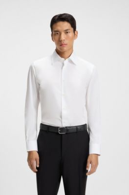 Slim-fit shirt in Italian cotton poplin, White