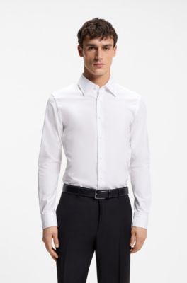 Chemise Slim en popeline de coton italien, Blanc