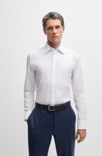 Slim-fit shirt in Italian cotton poplin, White