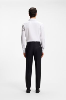 Camicia slim fit in popeline di cotone italiano, Bianco