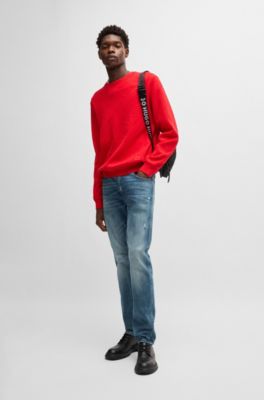 JEAN SLIM EN DENIM STRETCH BLEU EFFET USÉ