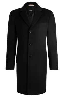 BOSS Slim fit coat in virgin wool and cashmere Black