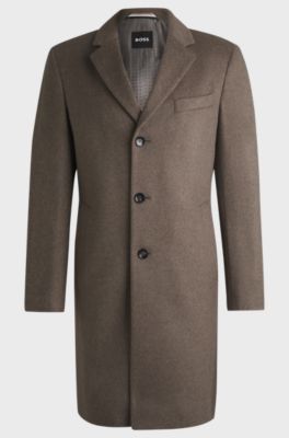 Slim-fit coat in virgin wool and cashmere, Beige
