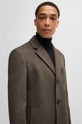 Slim-fit coat in virgin wool and cashmere, Beige
