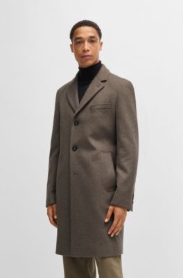 Slim-fit coat in virgin wool and cashmere, Beige