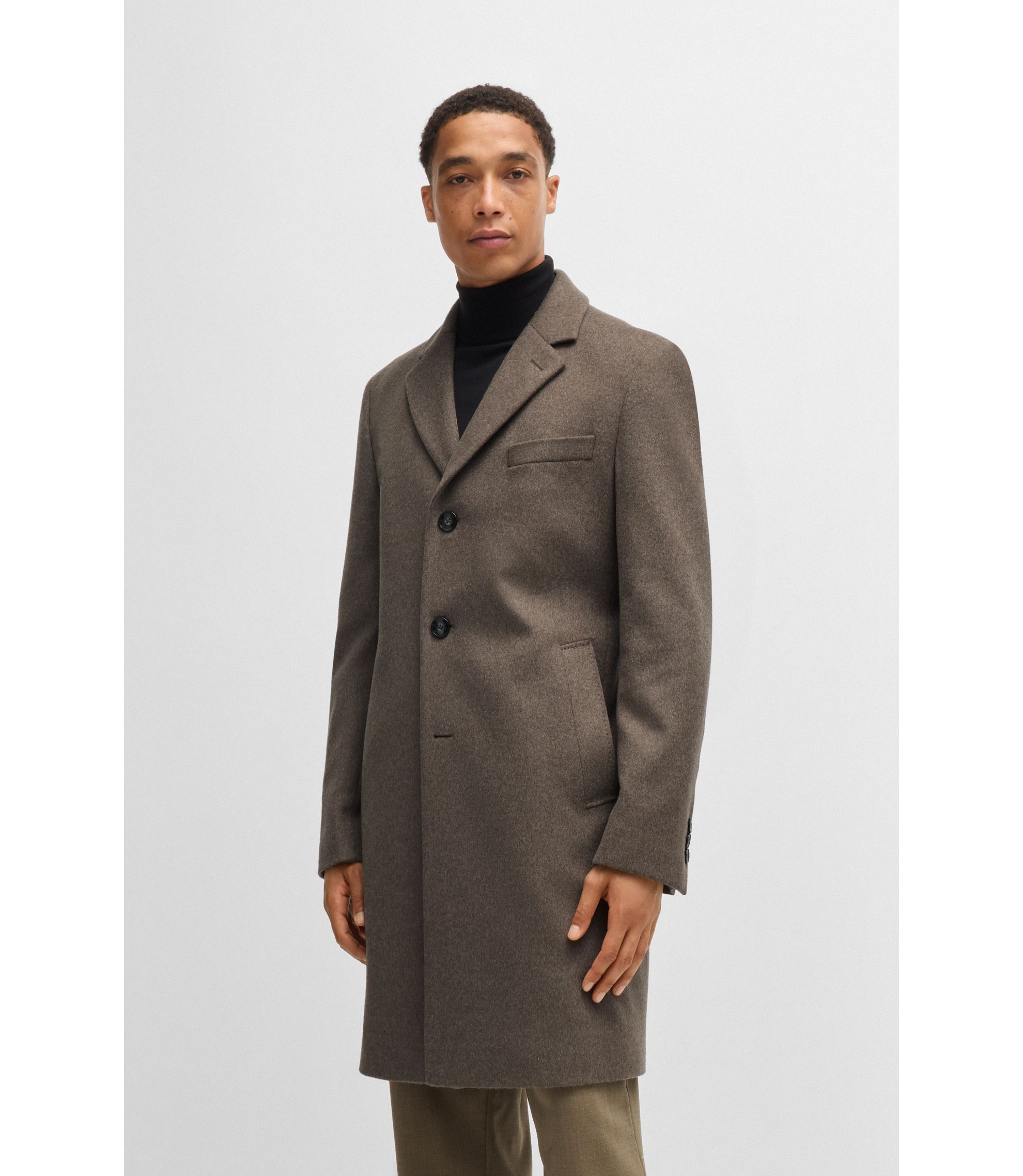 Slim-Fit Mantel aus Schurwolle mit Kaschmir