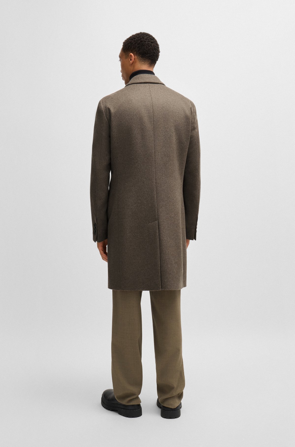 BOSS - スリムフィットコート バージンウール/カシミア - ベージュ BOSS - スリムフィットコート バージンウール/カシミア - ベージュ