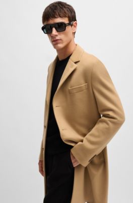HUGO BOSS カシミヤウールスタンドカラーコート ベージュ キルティング 