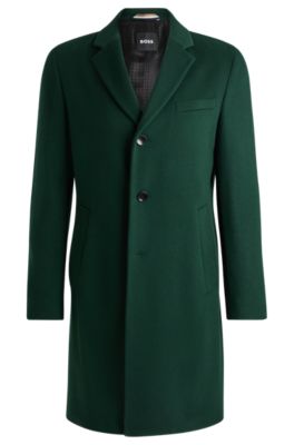 Dark green wool coat mens best sale