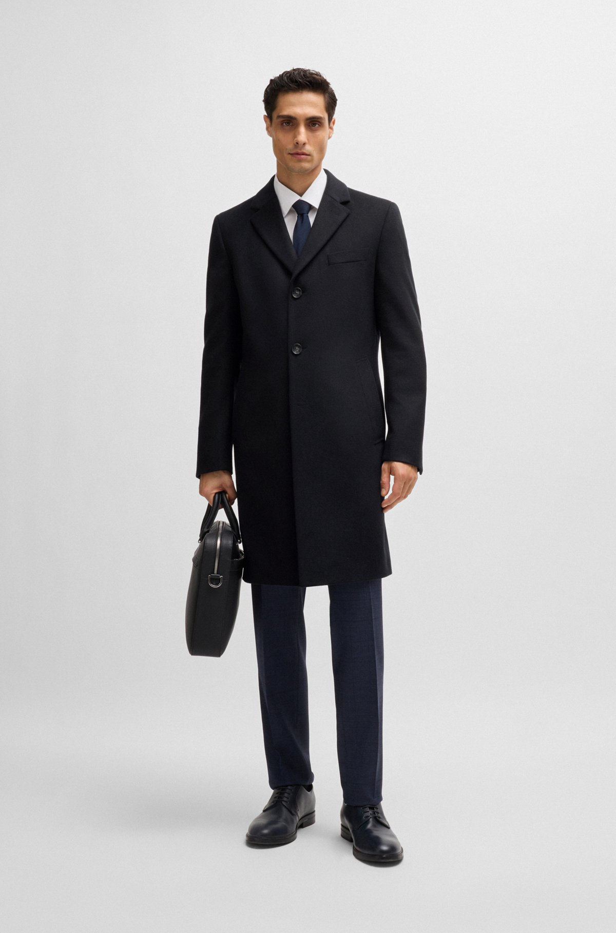 BOSS - スリムフィットコート バージンウール/カシミア - ダーク BOSS - スリムフィットコート バージンウール/カシミア - ダーク