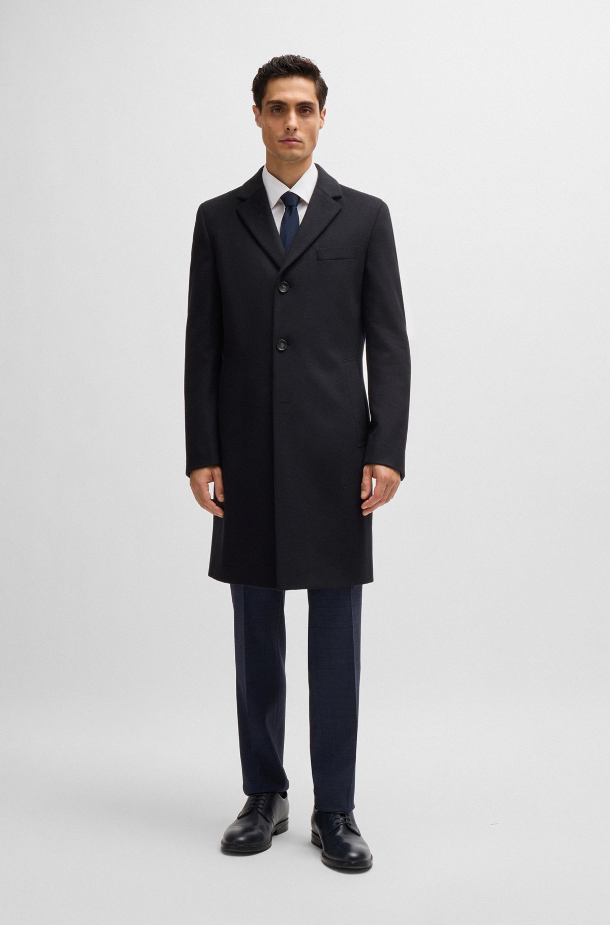 BOSS - スリムフィットコート バージンウール/カシミア - ダーク BOSS - スリムフィットコート バージンウール/カシミア - ダーク