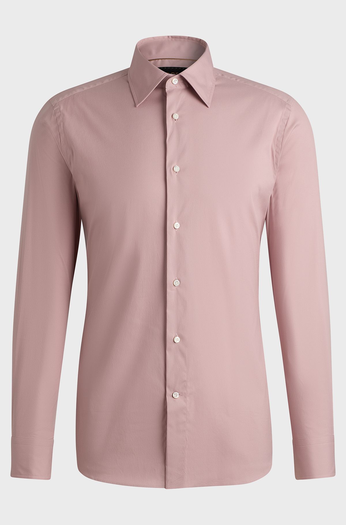 Slim-fit shirt in a stretch-cotton blend, light pink
