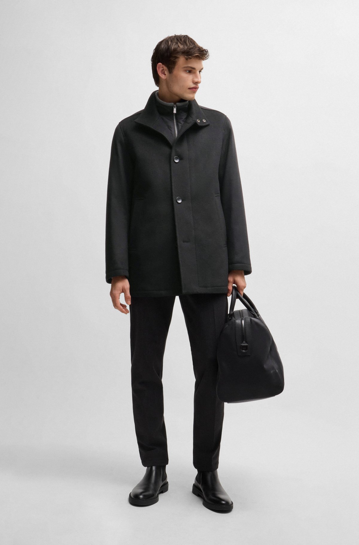 BOSS - リラックスフィット ショートコート バージンウール BOSS - リラックスフィット ショートコート バージンウール