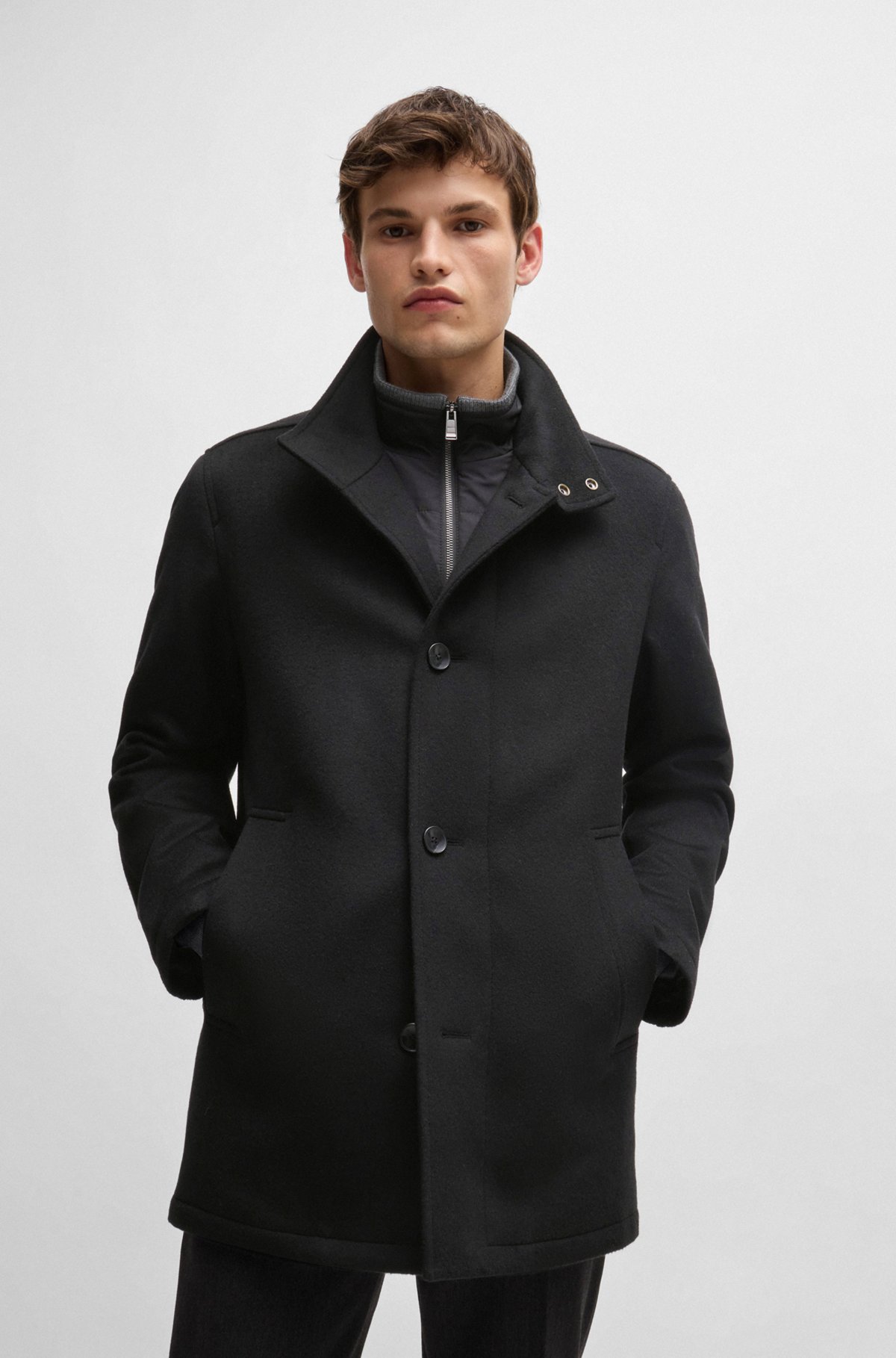 BOSS - リラックスフィット ショートコート バージンウール BOSS - リラックスフィット ショートコート バージンウール