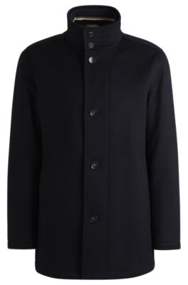 BOSS - Relaxed-fit short coat in virgin wool and cashmere