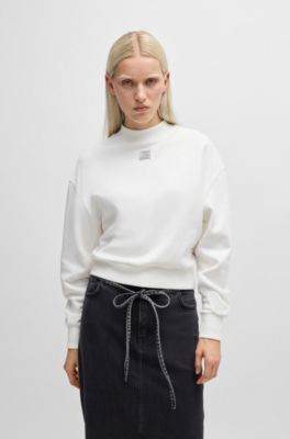 極美品 HUGO BOSS ロゴスウェット ボックスロゴ ホワイト HUGO BOSS (ヒューゴボス) コットンテリー アートロゴ クルー