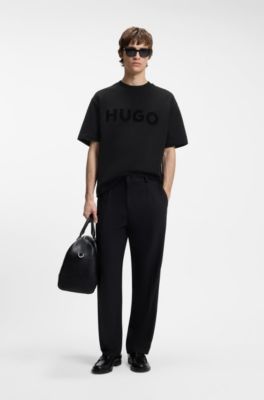 Cotton-jersey T-shirt with reflective logo, Black