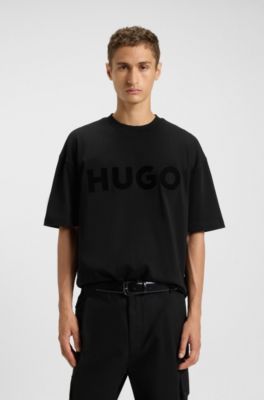 Camiseta de punto de algod&oacute;n con logo reflectante, Negro