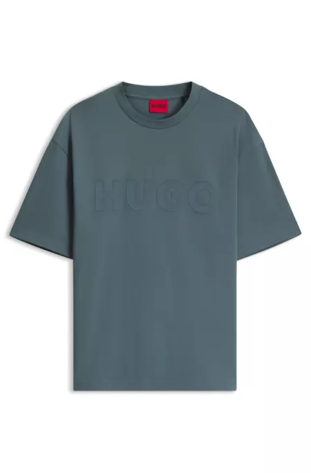Camiseta oversize fit de algodón con logo reflectante