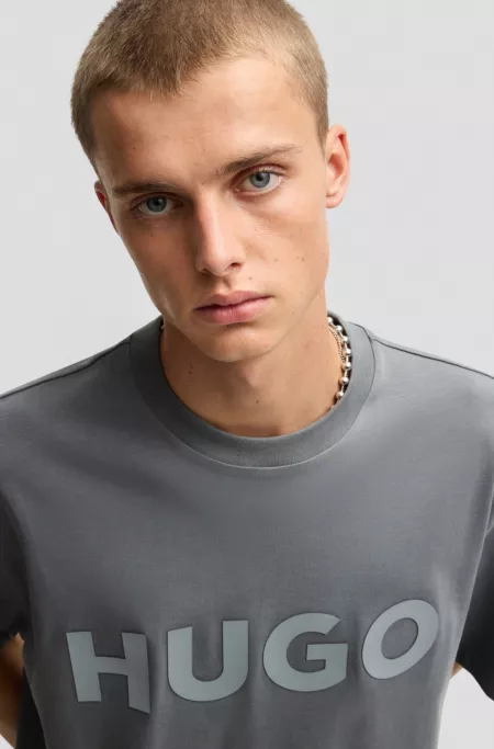 Oversized-fit T-shirt in cotton with decorative reflective logo