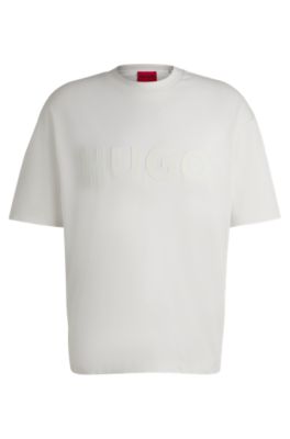 Oversized-fit T-shirt in cotton with reflective logo, White