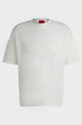 Oversized-fit cotton T-shirt with reflective logo, White