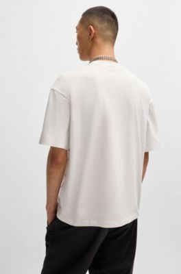 Oversized-fit T-shirt in cotton with reflective logo, White