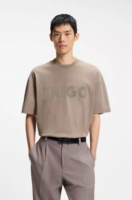 Oversized-fit cotton T-shirt with reflective logo