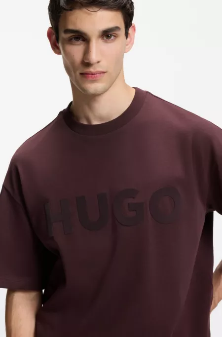 Oversized-fit cotton T-shirt with reflective logo