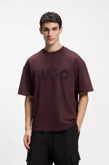 Oversized-fit cotton T-shirt with reflective logo