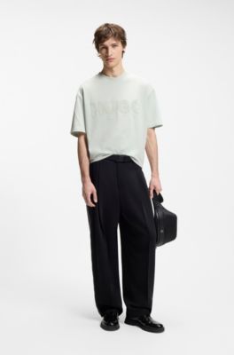Oversized-fit cotton T-shirt with reflective logo, Light Green