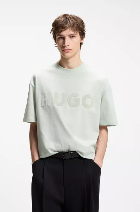Oversized-fit cotton T-shirt with reflective logo