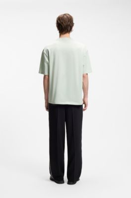 Oversized-fit cotton T-shirt with reflective logo, Light Green