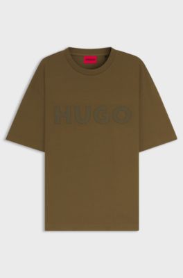 T-shirt in cotone oversize con logo riflettente, Verde