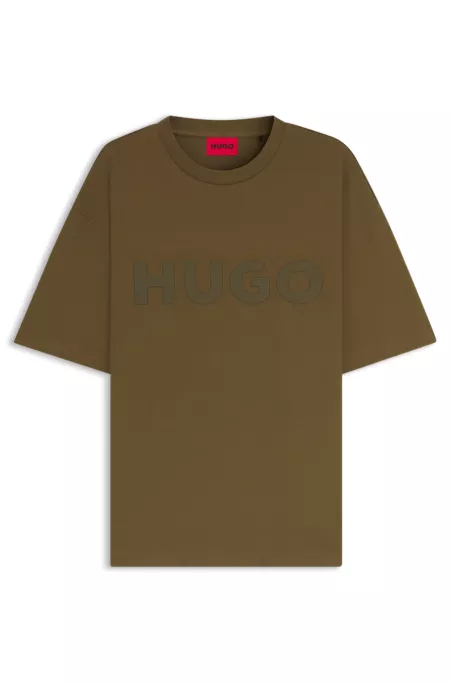 Oversized-fit cotton T-shirt with reflective logo