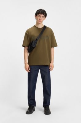 Cotton-jersey T-shirt with reflective logo, Green