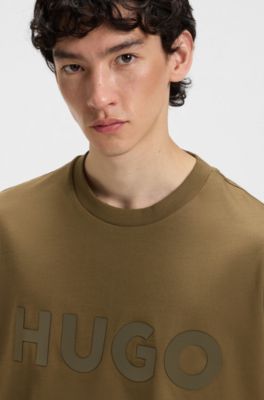Cotton-jersey T-shirt with reflective logo, Green