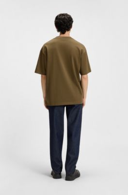 Oversized-fit T-shirt in cotton with reflective logo, Green